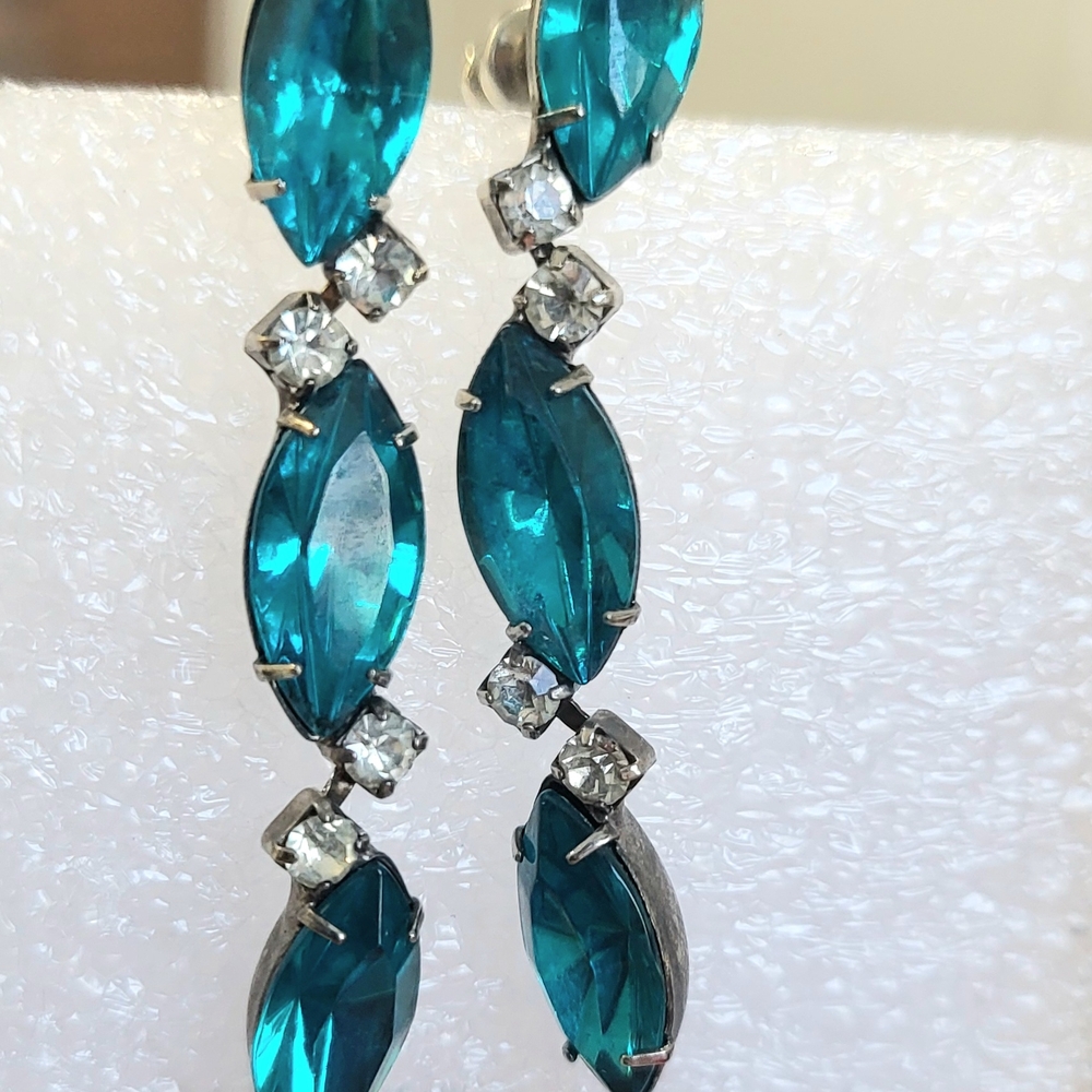 Elegant Blue and Silver Drop Earrings